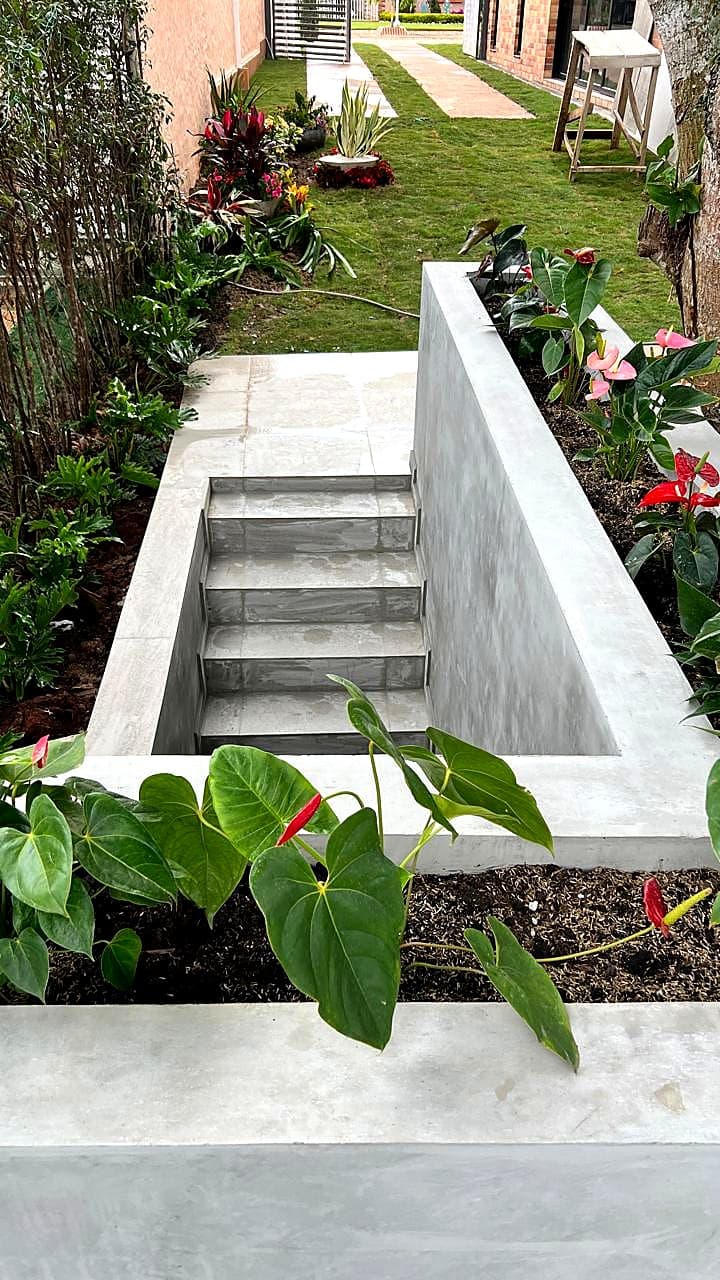 Concrete stair and tropical garden in Ruitoque